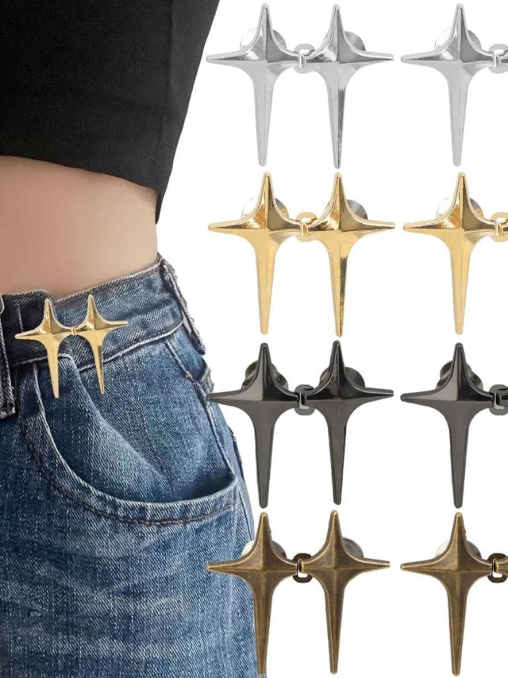 8 Sets Adjustable Star Button Pant Waist Tightener, Adjustable Waist